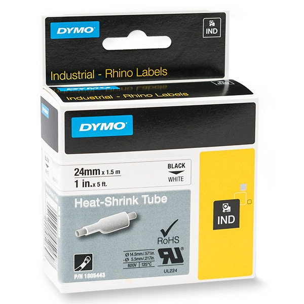 DYMO Etiquetas para tubos termorretráctiles IND- 24mm x 1,5m