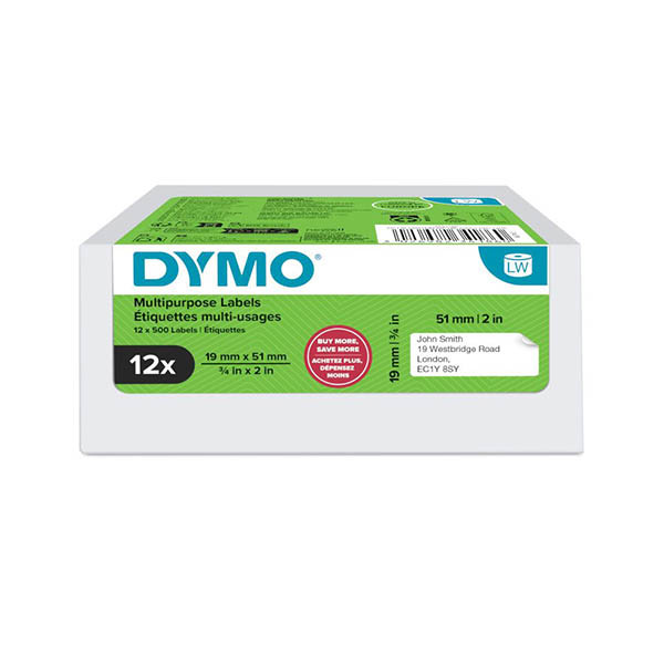 Dymo 2234186 pack 12 etiquetas multiusos removibles (original) 089402 - 1