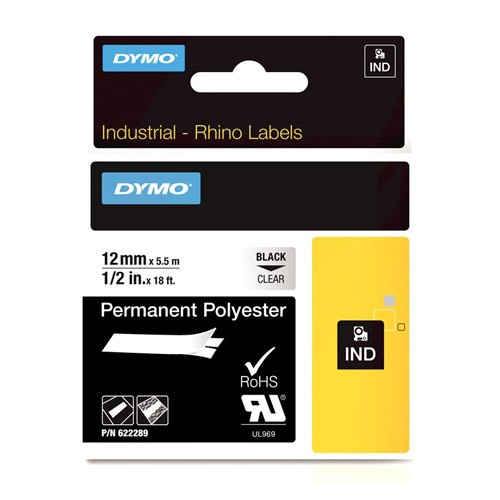 Dymo 622289 IND Rhino cinta permanente poliéster transparente 12 mm (original) 622289 088678 - 1