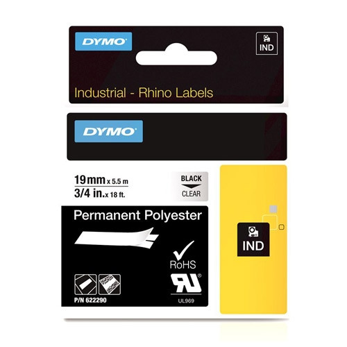Dymo 622290 IND Rhino cinta permanente poliéster transparente 19 mm (original) 622290 088680 - 1