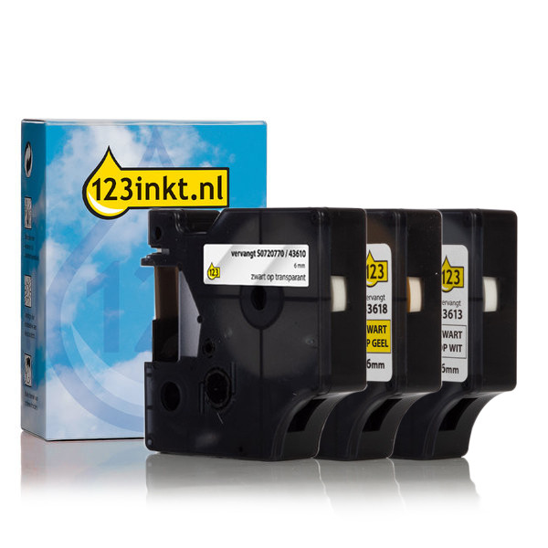 Dymo D1 cinta de 6 mm (marca 123tinta) | Pack de cintas 089228 - 1