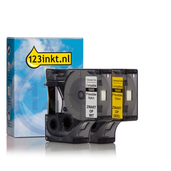 Dymo IND Rhino cinta flexible de nailon de 12 mm (marca 123tinta) | Pack de cintas 089231 - 1