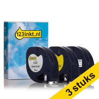 Dymo Letratag cinta blanca, transparente y amarilla de 12 mm (marca 123tinta) | Pack 3 uds 089277