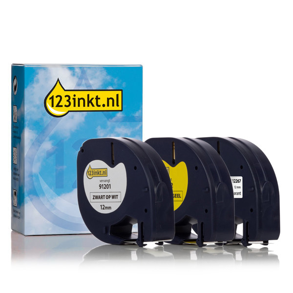 Dymo Letratag cinta de 12 mm (marca 123tinta) | Pack de cintas 089245 - 1