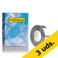 Dymo Pack 3x: Dymo S0720180 / 35800 Rhino cinta de aluminio autoadhesiva plateada 12 mm (marca 123 tinta) S0720180C 089256