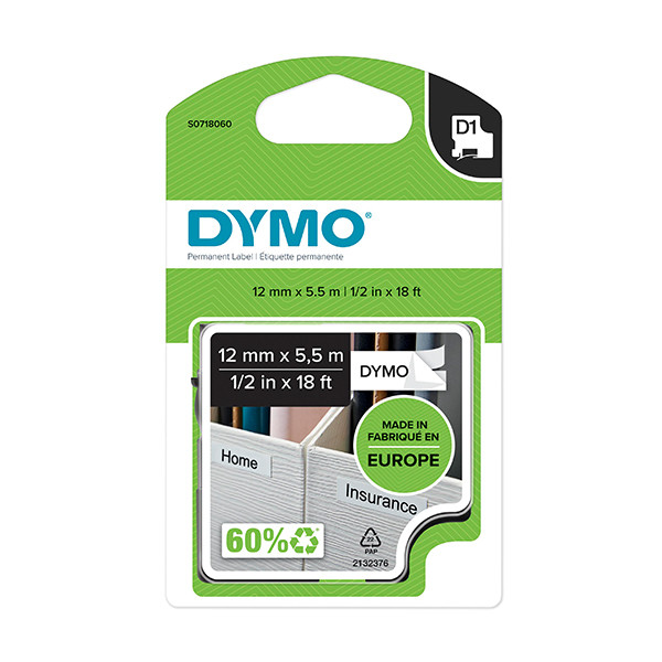 Dymo S0718060 / 16959 cinta permanente poliéster 12 mm (original) S0718060 088530 - 1