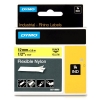 Dymo S0718080 / 18490 IND Rhino cinta nylon flexible negro sobre amarillo 12 mm (original)