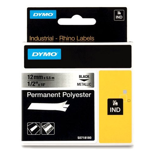 Dymo S0718180/ 18486 IND Rhino cinta permanente poliéster metálico 12 mm (original) 18486 088688 - 1