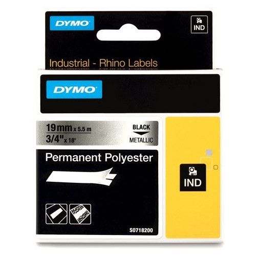 Dymo S0718200/ 18487 IND Rhino cinta permanente poliéster metálico 19 mm (original) 18487 088690 - 1