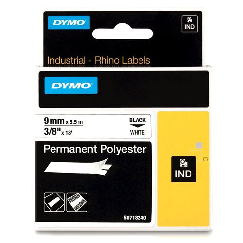 Dymo S0718240/ 18482 IND Rhino cinta permanente poliéster 9 mm (original) 18482 S0718240 088666 - 1