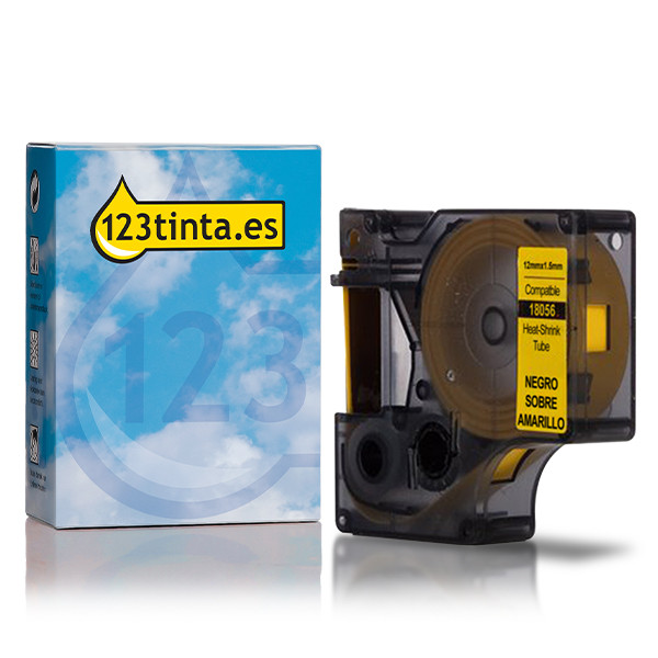 Dymo S0718310 / 18056 IND Rhino cinta termorretráctil negro sobre amarillo 12 mm (marca 123tinta) 088709 - 1