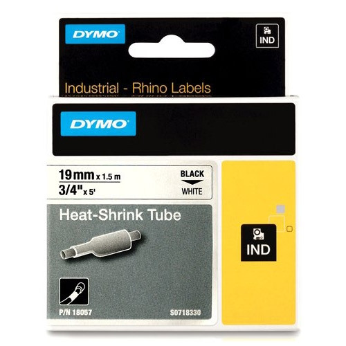 Dymo S0718330 / 18057 IND Rhino cinta termorretráctil negro sobre blanco 19 mm (original) 18057 088700 - 1
