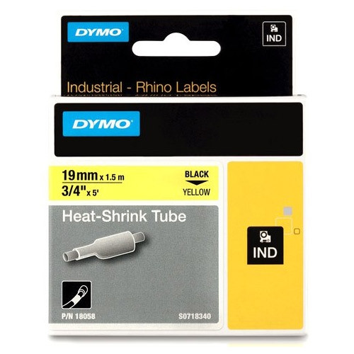 Dymo S0718340 / 18058 IND Rhino cinta termorretráctil negro sobre amarillo 19 mm (original) 18058 088710 - 1