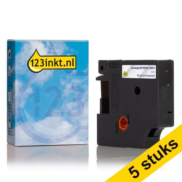 Dymo S0720510/45011 cinta azul sobre transparente 12 mm (marca 123tinta) | Pack 5 uds 650618 - 1