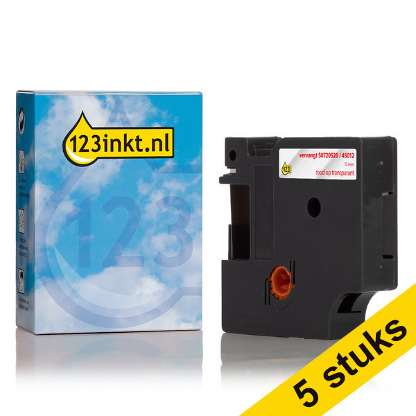 Dymo S0720520/45012 cinta roja sobre transparente 12 mm (marca 123tinta) | Pack 5 uds 650611 - 1