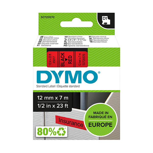 Dymo S0720570 / 45017 cinta negro sobre rojo 12 mm (original) S0720570 088214 - 1