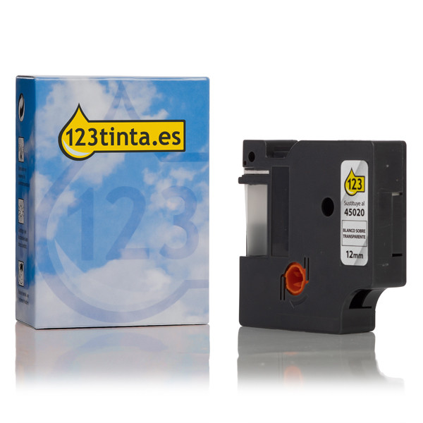 Dymo S0720600 / 45020 cinta blanco sobre transparente 12 mm (marca 123tinta) S0720600C 088221 - 1