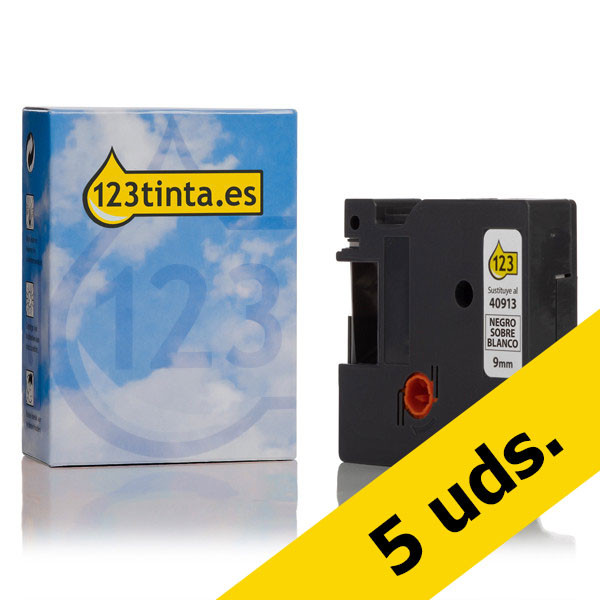 Dymo S0720680/40913 cinta negro sobre blanco 9 mm (marca 123tinta) | Pack 5 uds 650786 - 1