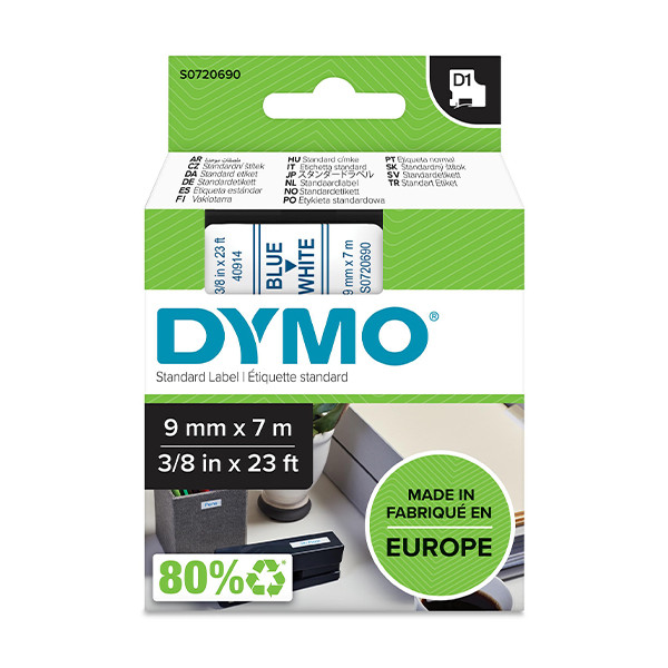 Dymo S0720690 / 40914 cinta azul sobre blanco 9 mm (original) S0720690 088108 - 1