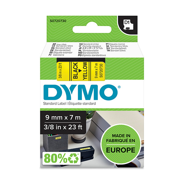 Dymo S0720730 / 40918 cinta negro sobre amarillo 9 mm (original) – imagen 2