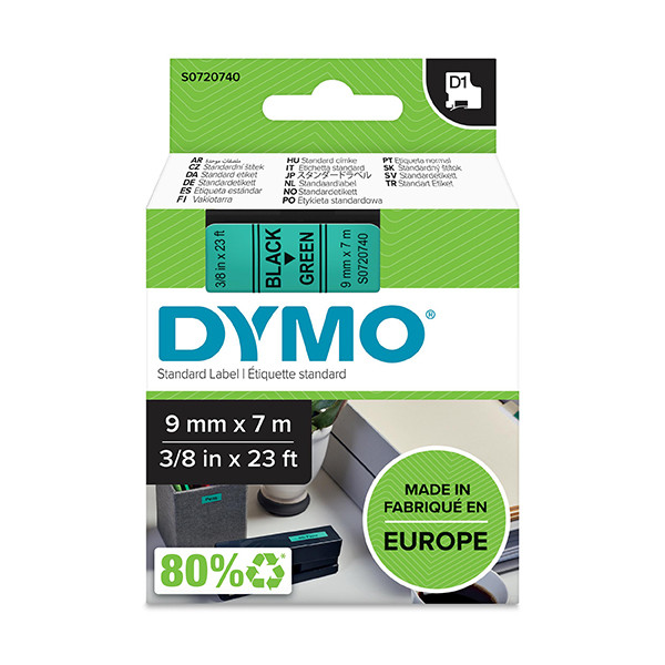 Dymo S0720740 / 40919 cinta negro sobre verde 9 mm (original) – imagen 2