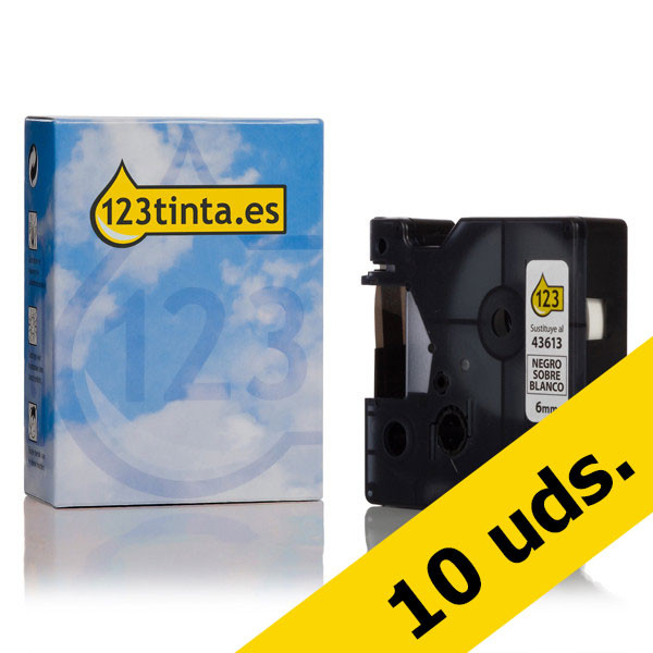 Dymo S0720780/43613 cinta negro sobre blanco 6 mm (marca 123tinta) | Pack 10 uds 650782 - 1