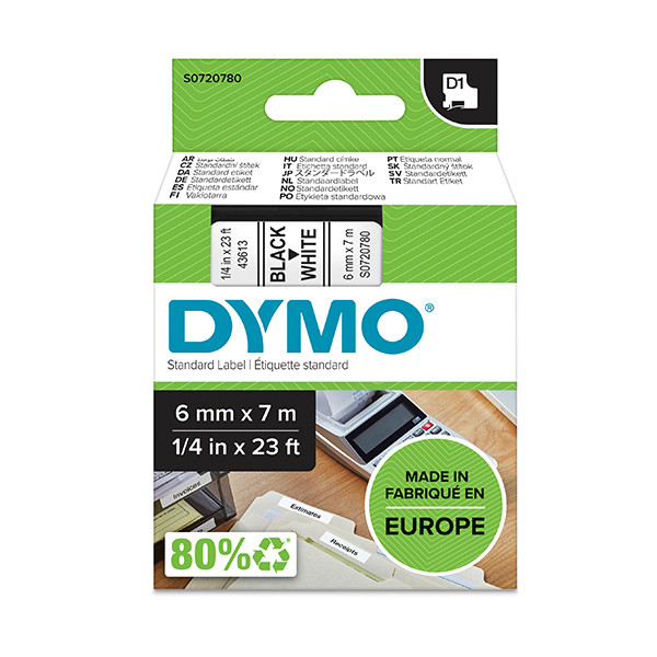 Dymo S0720780 / 43613 cinta negro sobre blanco 6mm (original) S0720780 088000 - 1