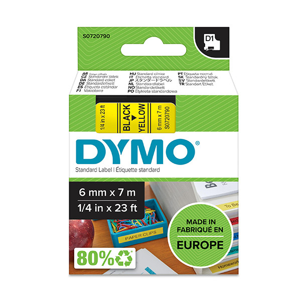 Dymo S0720790 / 43618 cinta negro sobre amarillo 6mm (original) S0720790 088004 - 1