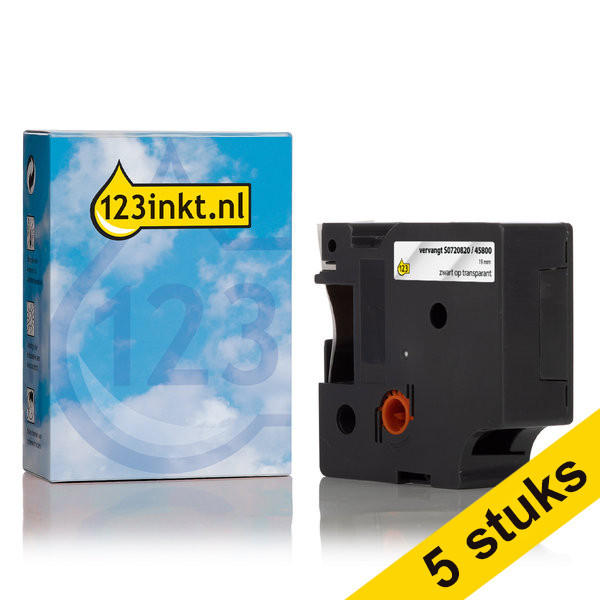 Dymo S0720820/45800 cinta negra sobre transparente 19 mm (marca 123tinta) | Pack 5 uds 650608 - 1
