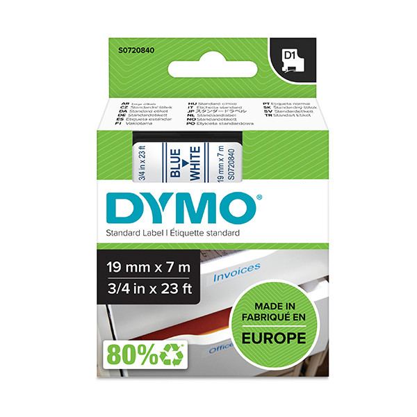 Dymo S0720840 / 45804 cinta azul sobre blanco 19 mm (original) S0720840 088404 - 1