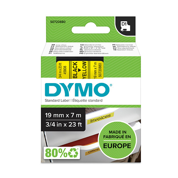 Dymo S0720880 / 45808 cinta negro sobre amarillo 19 mm (original) S0720880 088412 - 1