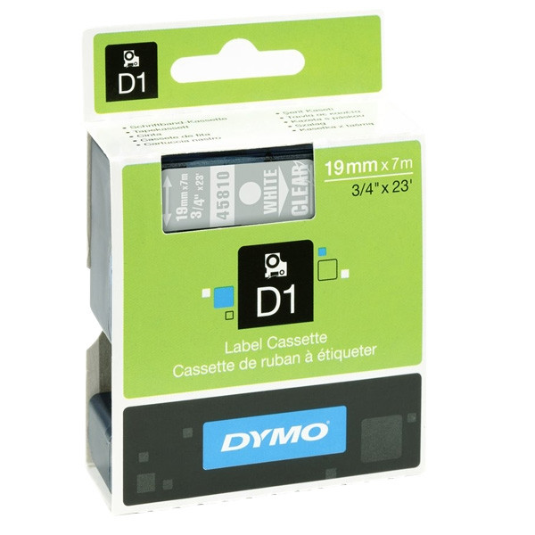 Dymo S0720900 / 45810 cinta blanco sobre transparente 19 mm (original) S0720900 088416 - 1