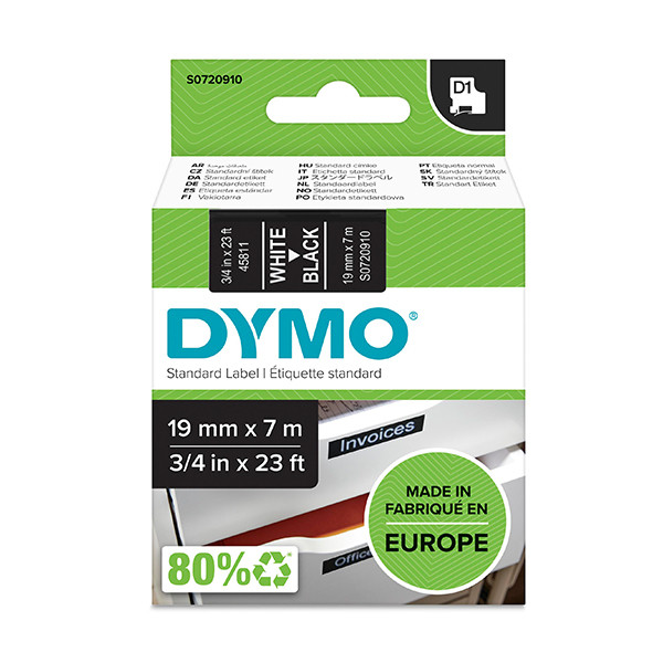 Dymo S0720910 / 45811 cinta blanco sobre negro 19 mm (original) S0720910 088418 - 1