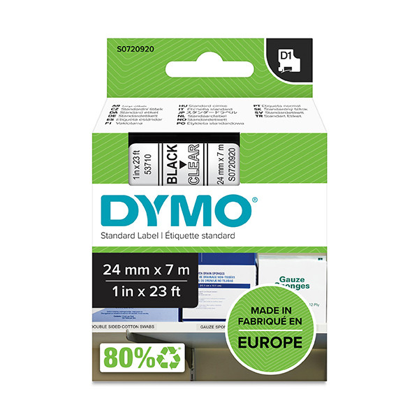 Dymo S0720920 / 53710 cinta negro sobre transparente 24 mm (original) S0720920 088420 - 1