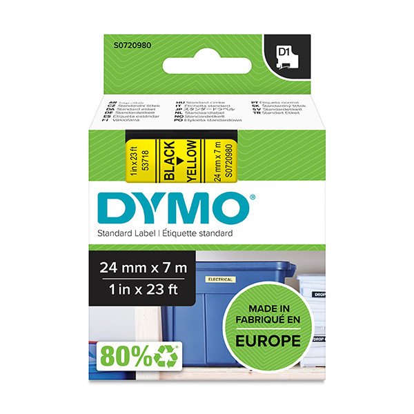 Dymo S0720980 / 53718 cinta negro sobre amarillo 24 mm (original) S0720980 088432 - 1