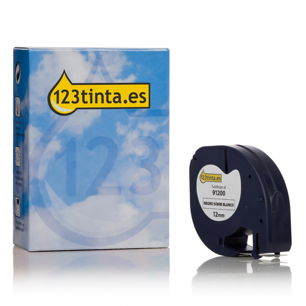 Dymo S0721510 / 91200 cinta papel blanco 12 mm (marca 123tinta) S0721510C 088301 - 1