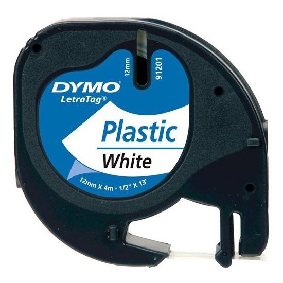 Dymo S0721610/91201 cinta plástica blanca 12 mm (original) S0721610 088302 - 1
