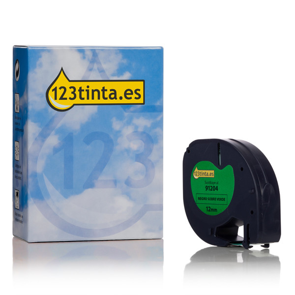 Dymo S0721640 / 91204 cinta de plástico verde 12 mm (marca 123tinta) S0721640C 088309 - 1