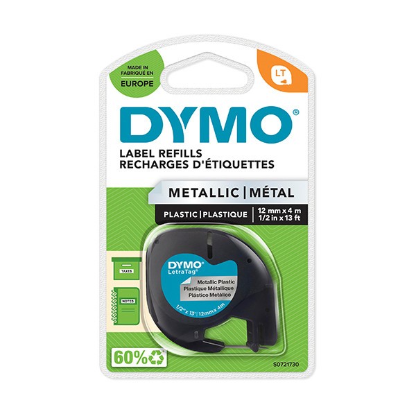 Dymo S0721730 / 91208 cinta negro sobre plateado 12 mm (original) – imagen 2