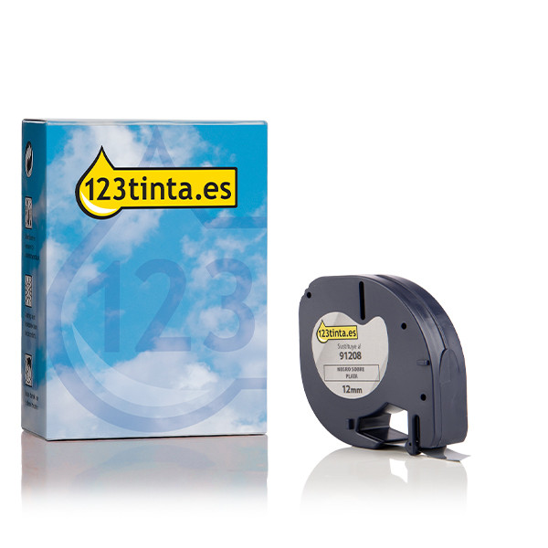 Dymo S0721730 / 91208 cinta plateada 12 mm (marca 123tinta) S0721730C 088315 - 1