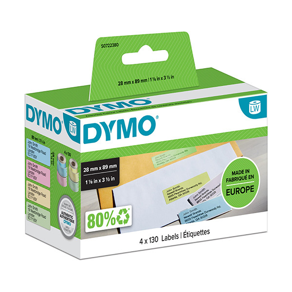 Dymo S0722380 / 99011 etiquetas amarillas, rosas, azules y verdes (original) S0722380 088502 - 1