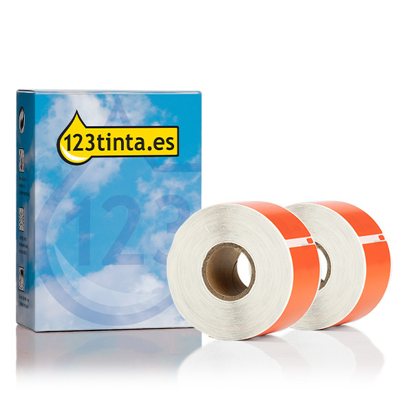 Dymo S0722400/99012 etiquetas de dirección grandes rojas 2 rollos (marca 123tinta) 089269 - 1