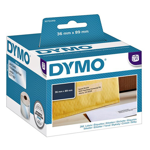 Dymo S0722410 / 99013 Etiquetas transparentes grandes para direcciones (original) S0722410 088506 - 1