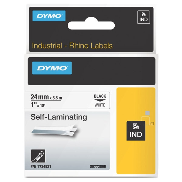 Dymo S0773860 / 1734821 IND Rhino cinta autolaminable negro sobre blanco 24  mm (original)