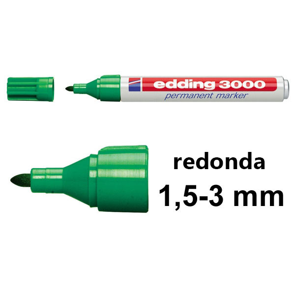 Edding 3000 Rotulador permanente verde de punta redonda (1,5-3 mm) 4-3000004 200506 - 1