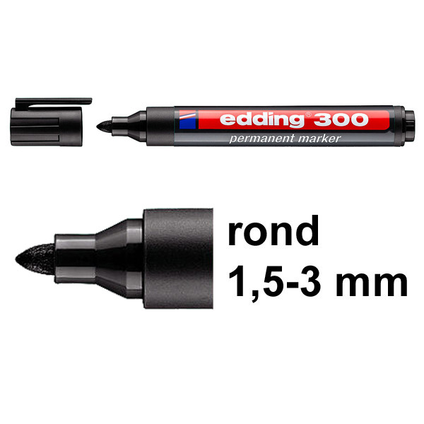 Edding 300 rotulador permanente negro - redondo (1,5 - 3 mm) 246316 - 1