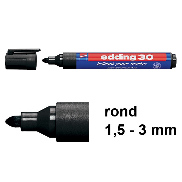 Edding 30 Rotulador brillante | 1,5-3 mm | punta redonda | negro 4-30001 239204 - 1