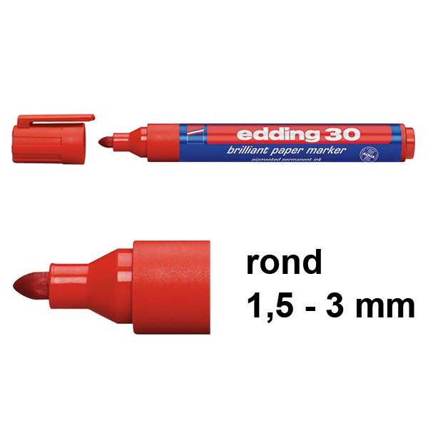 Edding 30 Rotulador brillante | 1,5-3 mm | punta redonda | rojo 4-30002 239205 - 1