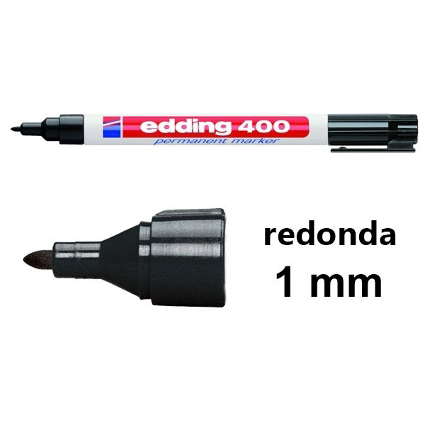 Edding 400 Rotulador permanente negro de punta redonda (1 mm) 4-400001 200524 - 1