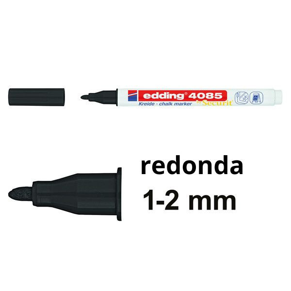 Edding 4085 Rotulador de tiza negro redondo de 1-2 mm 240094 - 1